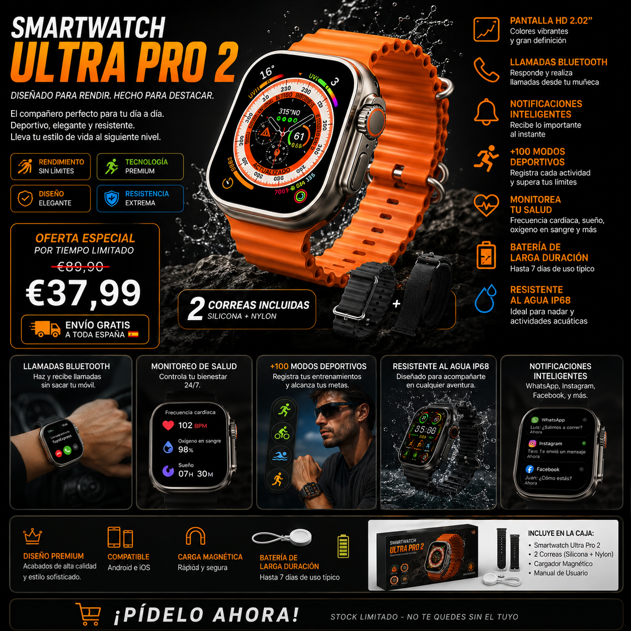 Smartwatch Ultra Pro 2™️⌚ Tecnología premium + 2 correas GRATIS
