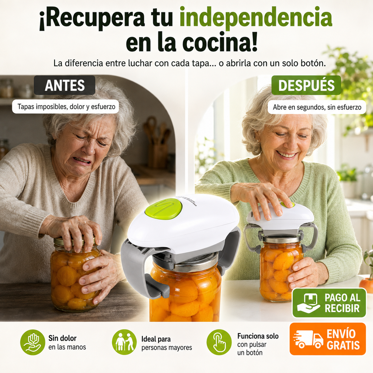 Abridor eléctrico automático de botes y tarros