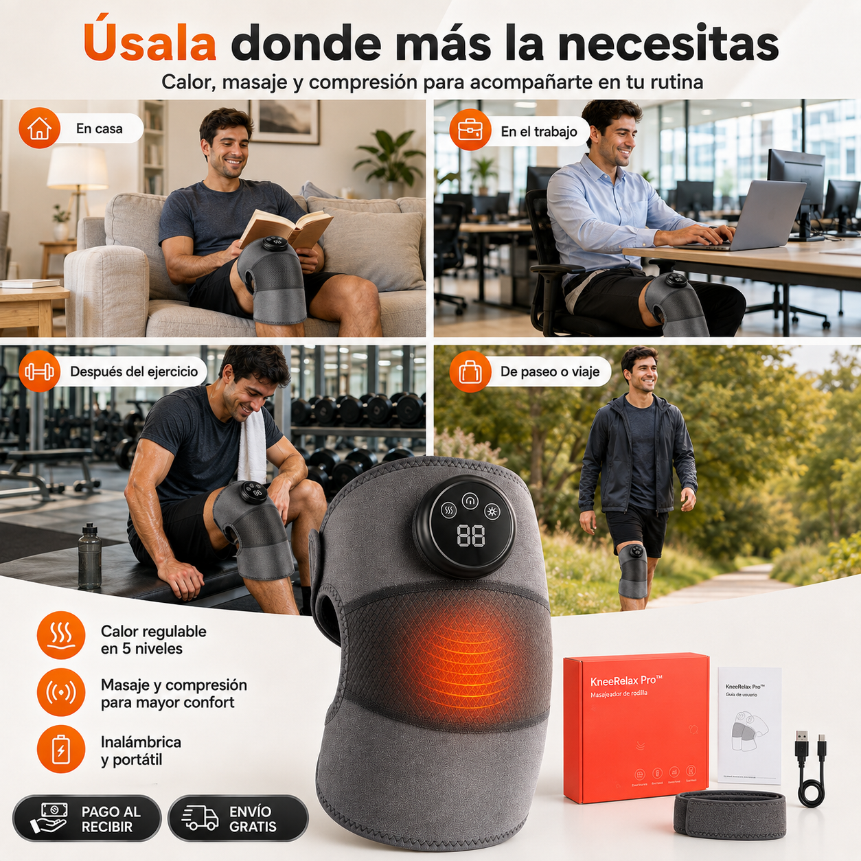 Rodillera de Masaje 3 en 1 con Calor