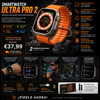 Smartwatch Ultra Pro 2™️⌚ Tecnología premium + 2 correas GRATIS