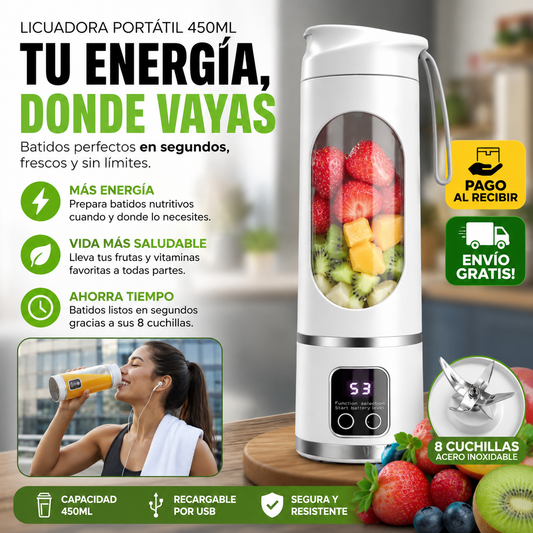 Licuadora de frutas de 450ml 8 cuchillas
