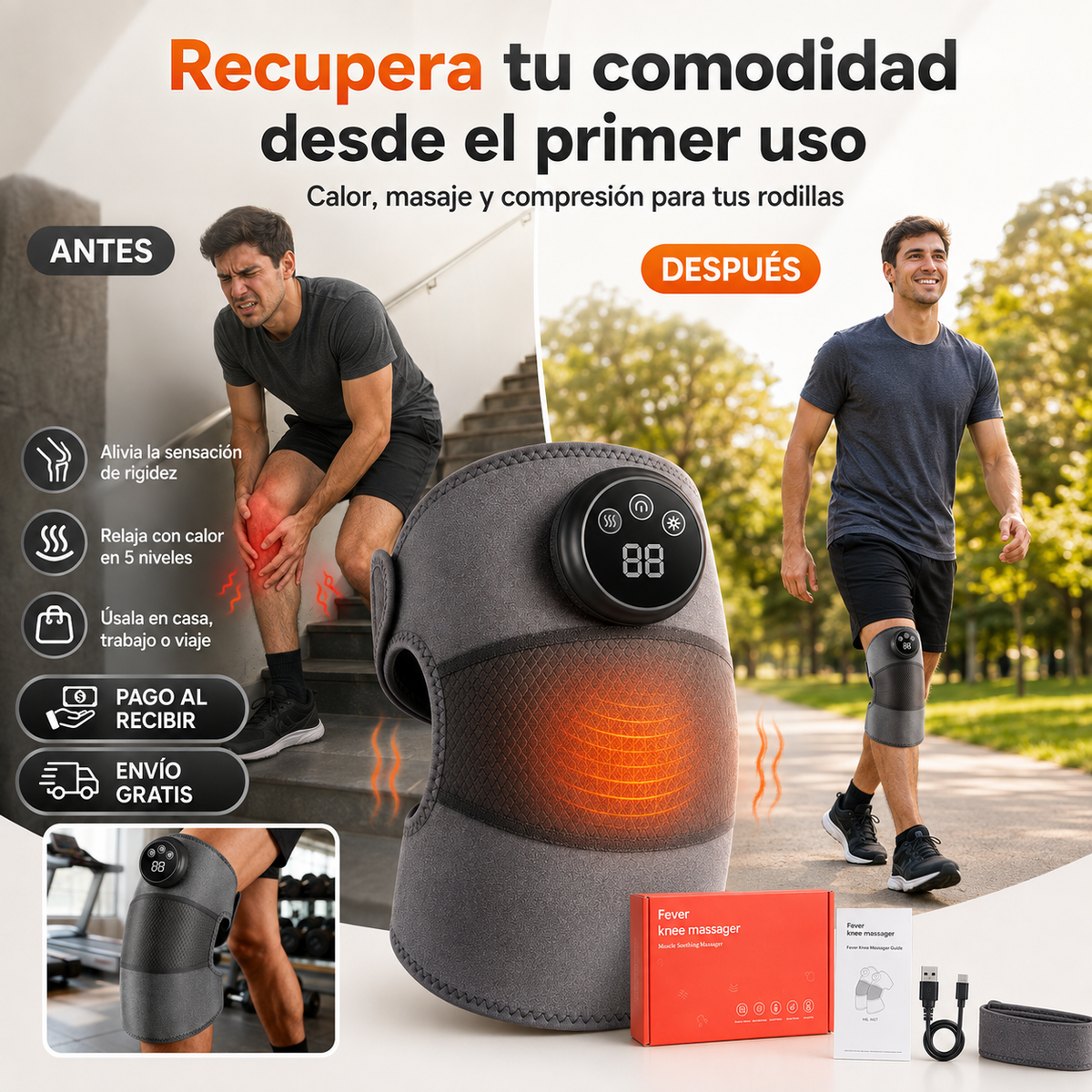 Rodillera de Masaje 3 en 1 con Calor