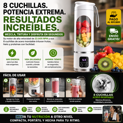 Licuadora de frutas de 450ml 8 cuchillas
