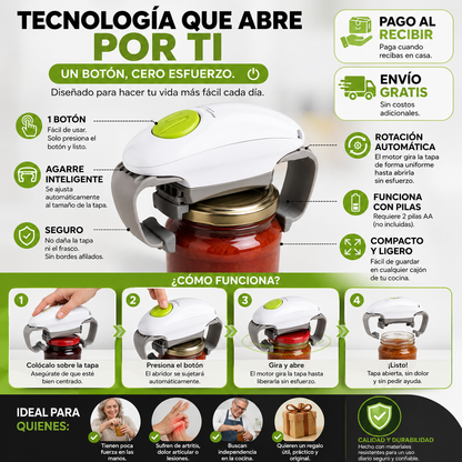 Abridor eléctrico automático de botes y tarros